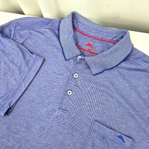 Tommy Bahama Men's Size 3XL XXXL Blue Emfielder Pique Polo Golf Pima Cotton EUC.